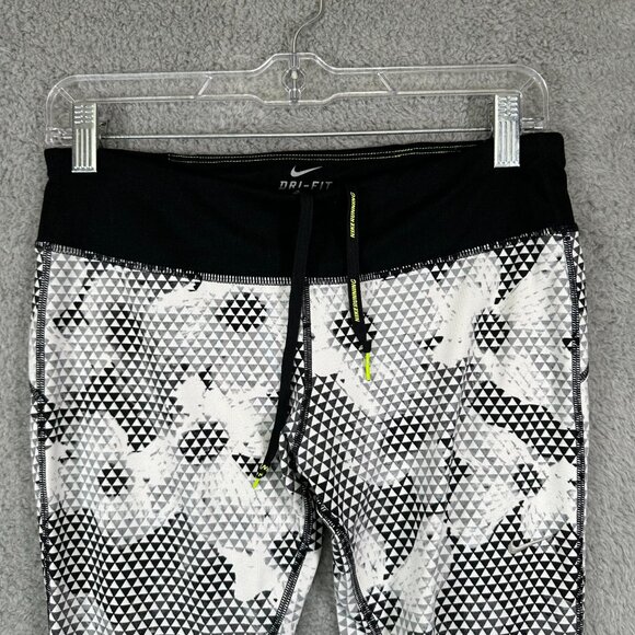 Nike Dri Fit Epic Running Crop Tight Black White Women's Size M - Picture 3 of 13